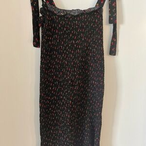 NWT - Free People Black Spaghetti Strap Smocked Mini Sundress